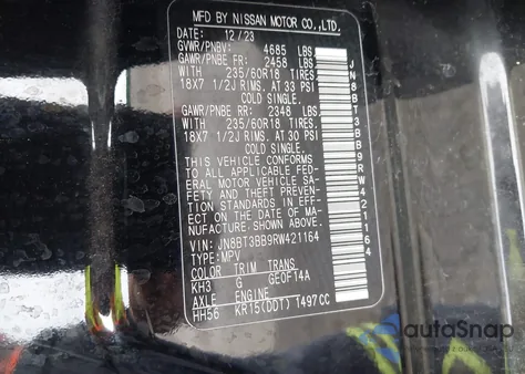 2024 Nissan Rogue Sv Intelligent Awd из США, поврежденный, VIN JN8BT3BB9RW421164